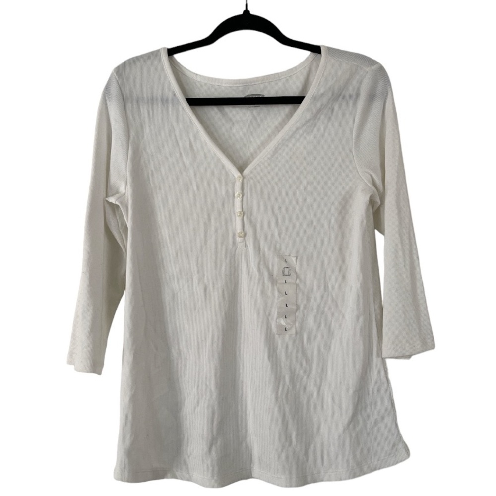 NWT White 3/4 sleeve Henley top